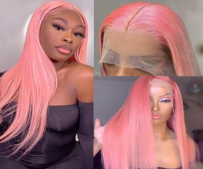 30Inch Pink Straight Lace Front Wig 180 Density