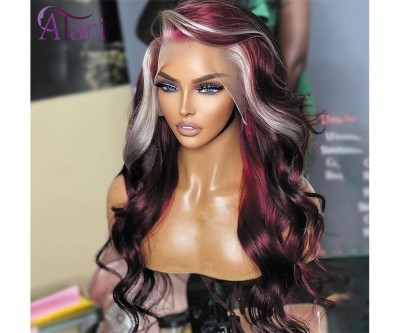 613 Blonde with Burgundy Body Wave Human Hair Wigs