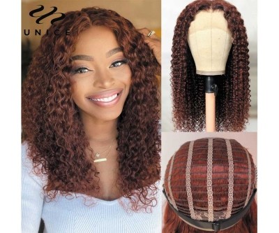 Unice Reddish Brown Curly Lace Wigs
